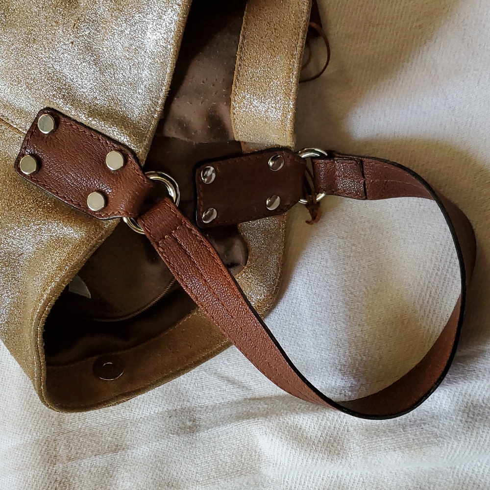 Tano Silver Sparkle Genuine Leather Shoulder Bag. Gem